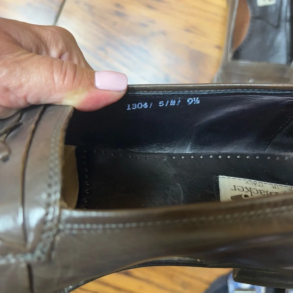 Stanley Blacker Brown Leather‎ Italian Loafers Moccasin-Style Slip-Ons 9.5